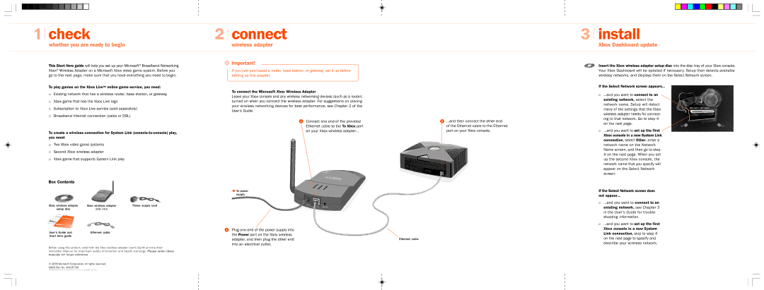 Microsoft MN-740 instruction manual Check, Connect, Install 