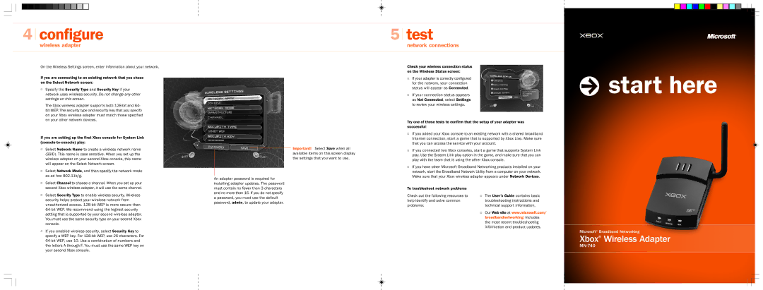 Microsoft MN-740 instruction manual Configure Test, Wireless adapter Network connections 