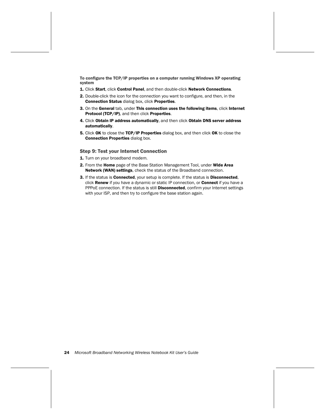 Microsoft MN-820 manual Test your Internet Connection 