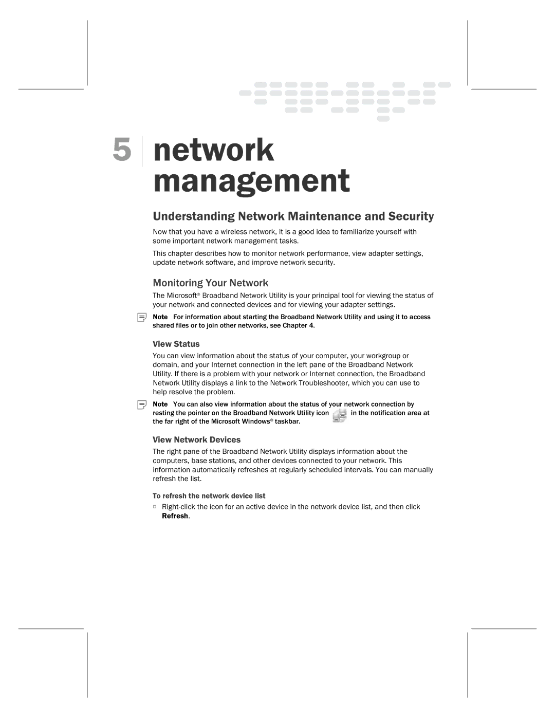 Microsoft MN-820 manual Monitoring Your Network, View Status, View Network Devices, To refresh the network device list 