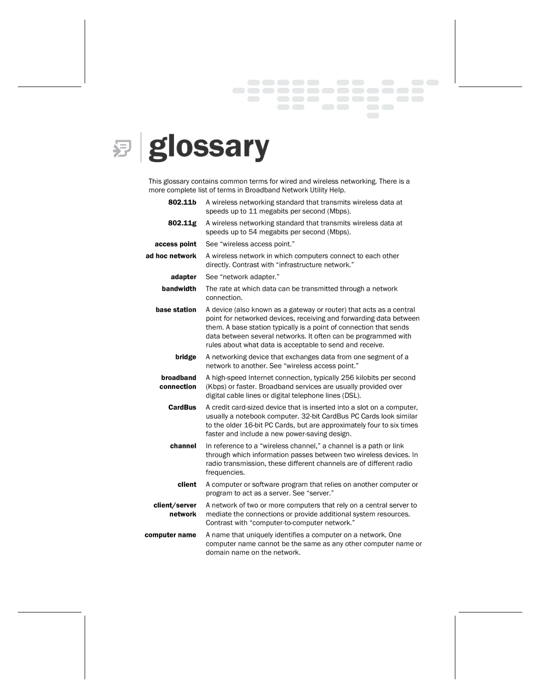 Microsoft MN-820 manual Glossary 