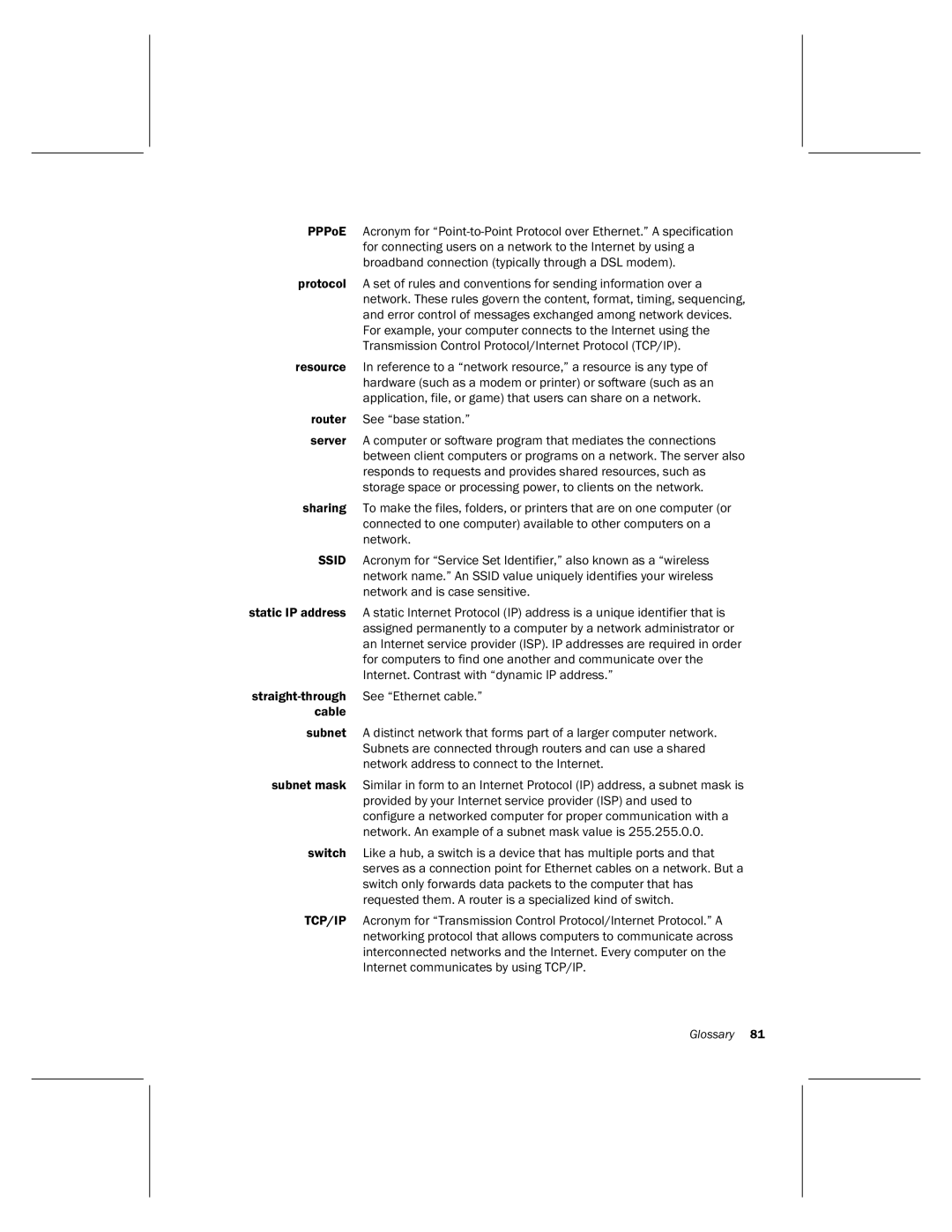 Microsoft MN-820 manual Glossary 