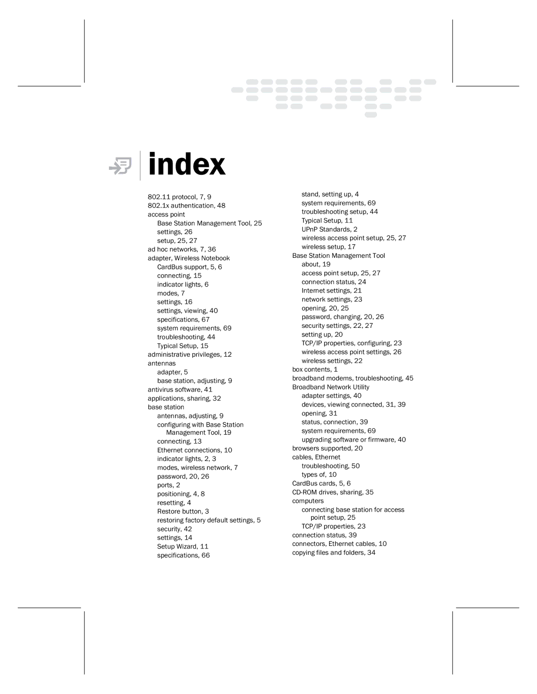 Microsoft MN-820 manual Index 