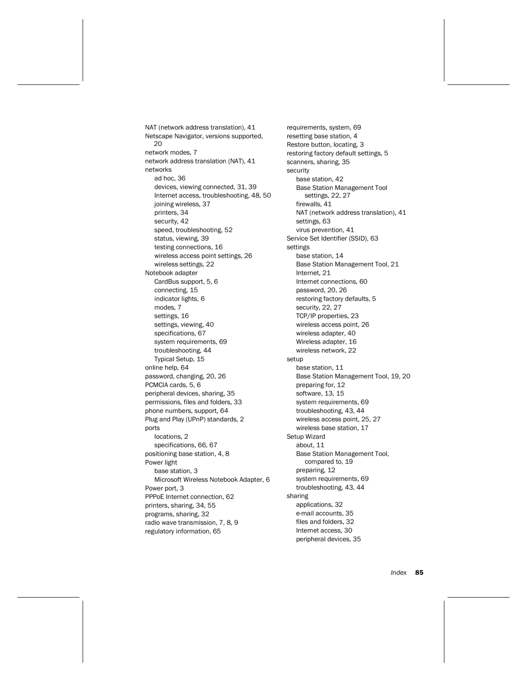 Microsoft MN-820 manual Index 