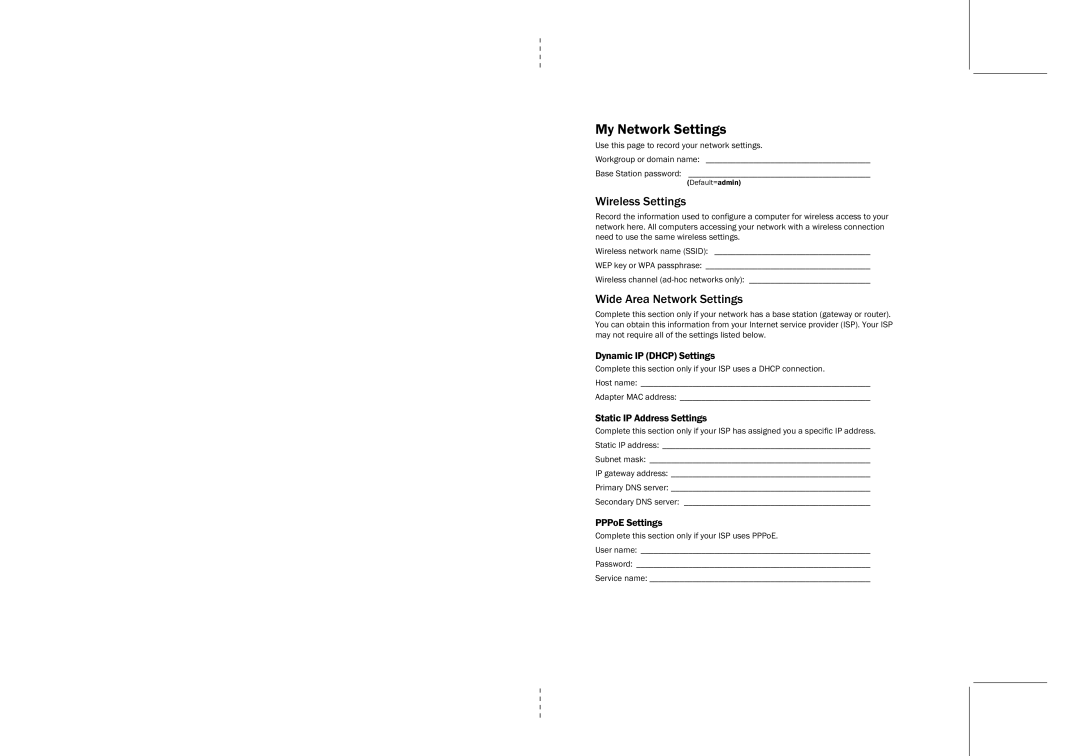 Microsoft MN-820 manual My Network Settings 