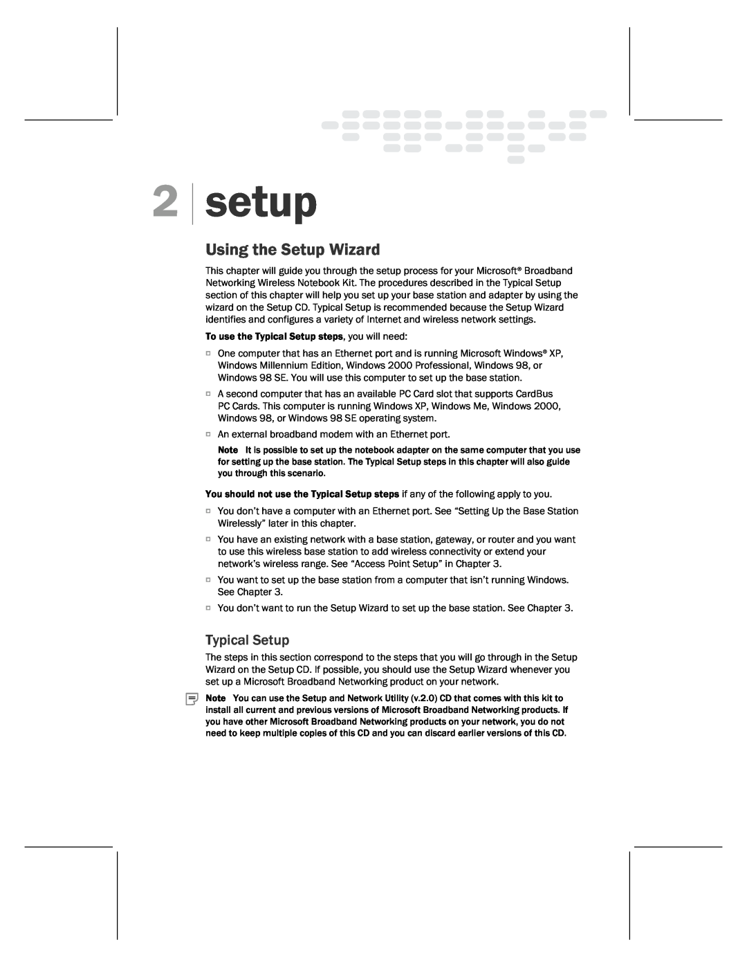 Microsoft MN-820 manual setup, Using the Setup Wizard, Typical Setup 