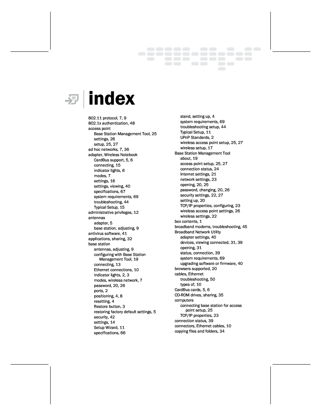 Microsoft MN-820 manual index 