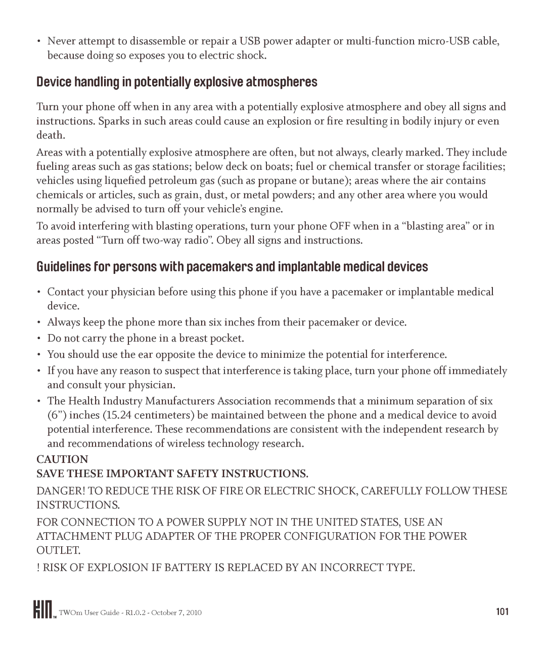 Microsoft PB20ZUMPB20ZUM Device handling in potentially explosive atmospheres, Save These Important Safety Instructions 