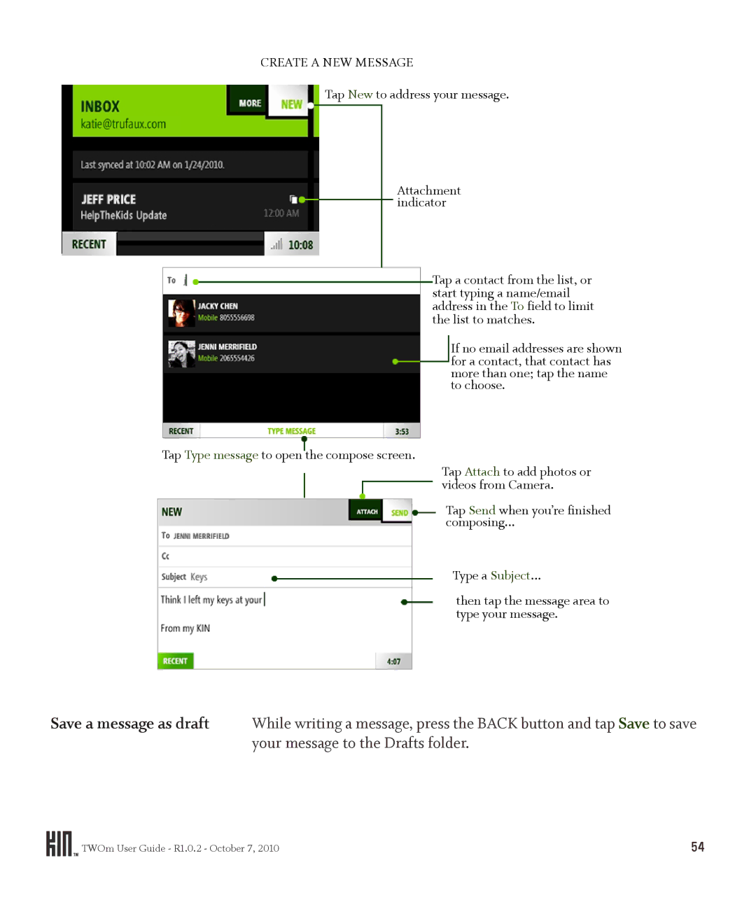 Microsoft OMPB20VWM, PB20ZUMPB20ZUM manual Create a NEW Message 