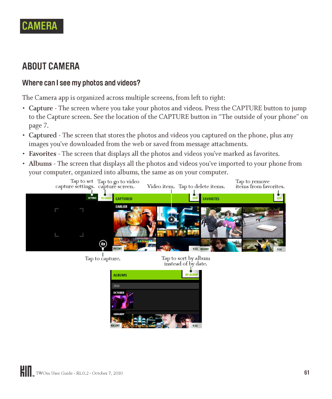 Microsoft PB20ZUMPB20ZUM, OMPB20VWM manual About Camera, Where can I see my photos and videos? 