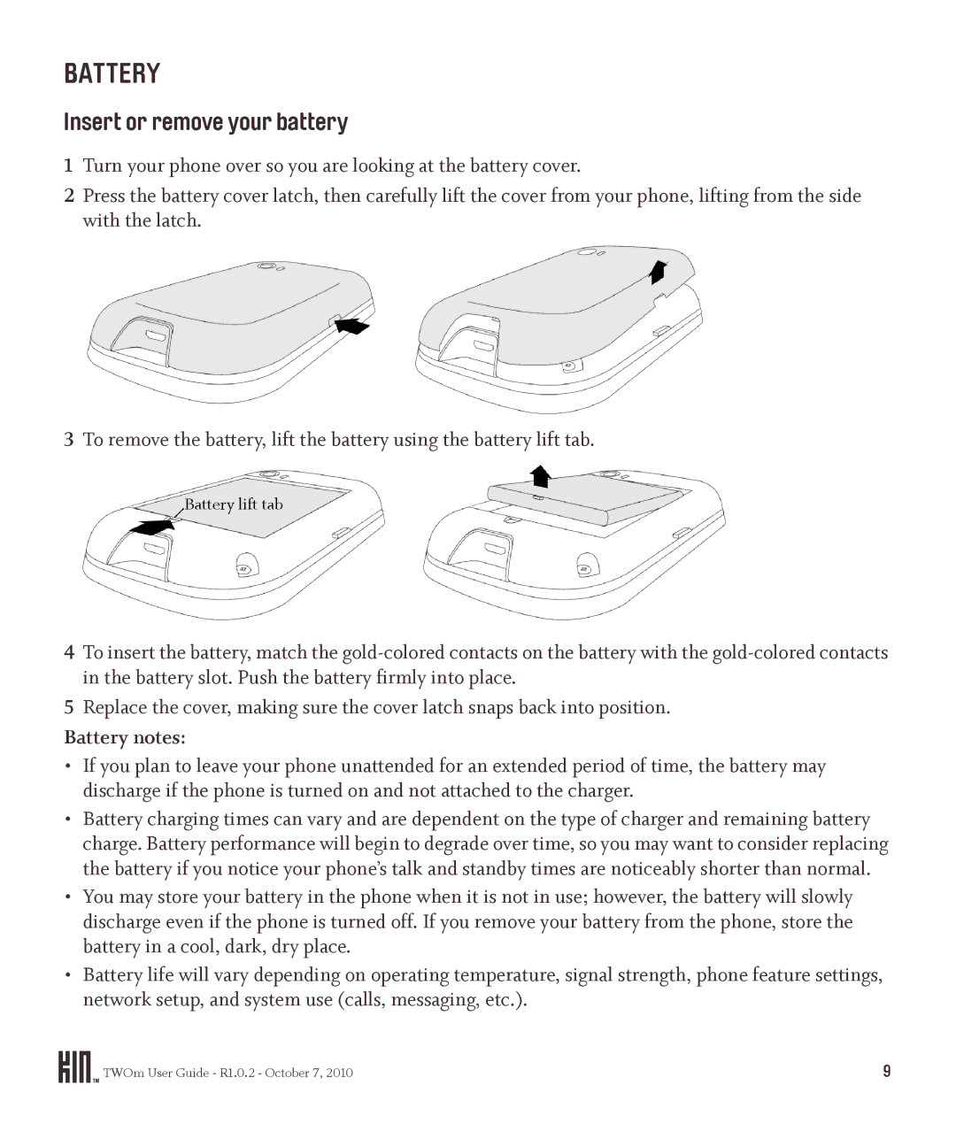 Microsoft PB20ZUMPB20ZUM, OMPB20VWM manual Insert or remove your battery, Battery notes 