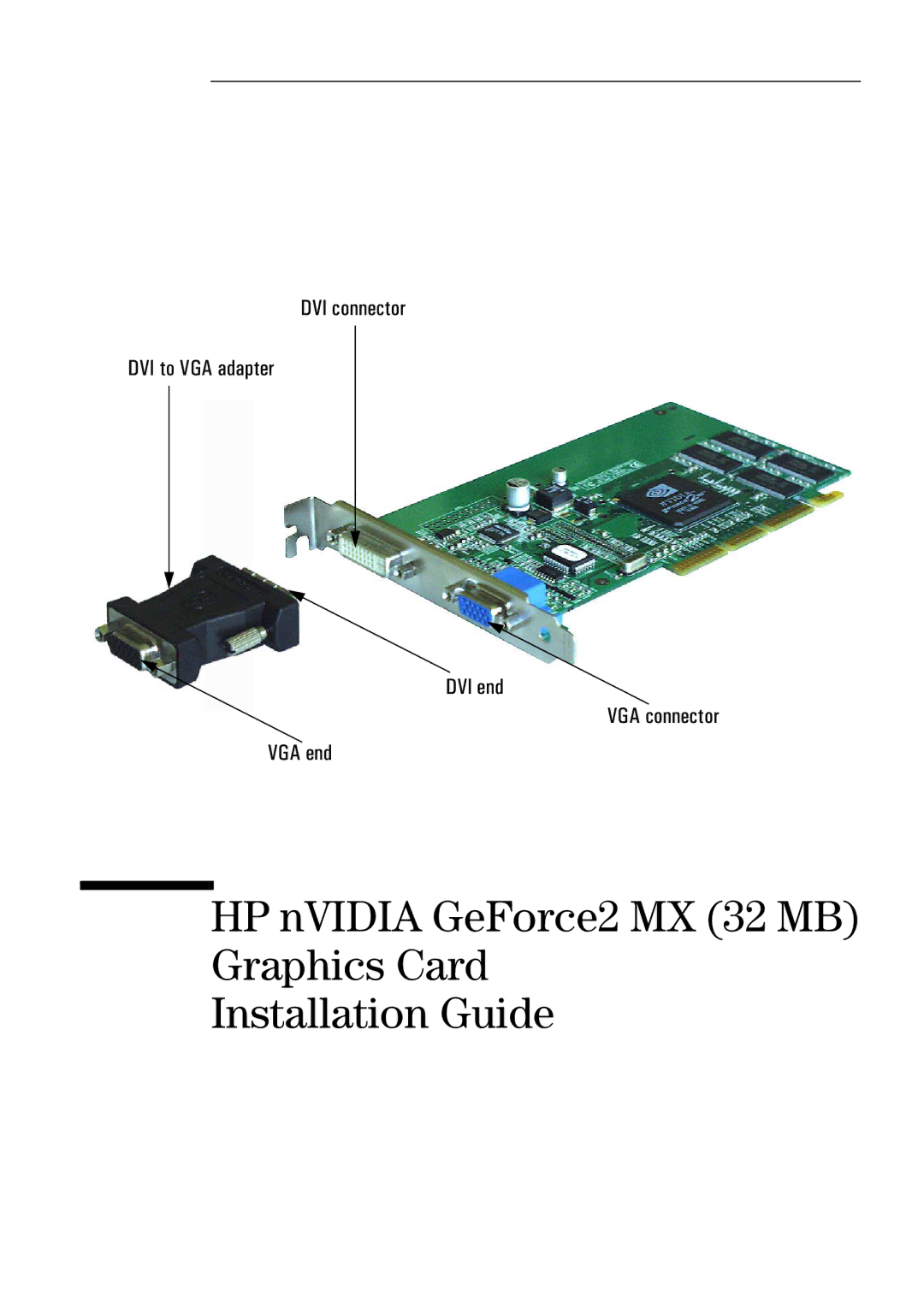 Microsoft P2289A manual HP nVIDIA GeForce2 MX 32 MB Graphics Card Installation Guide 