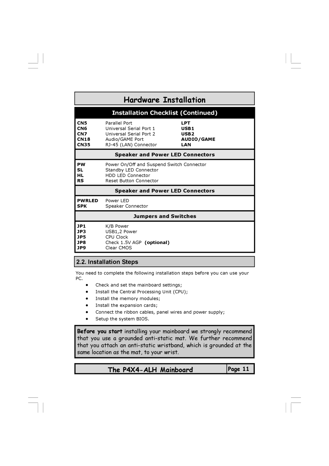 Microsoft P4X4-ALH manual Installation Steps 