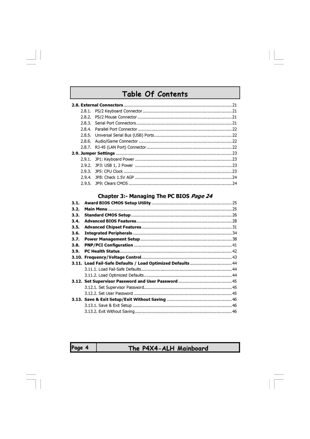 Microsoft P4X4-ALH manual Table Of Contents 