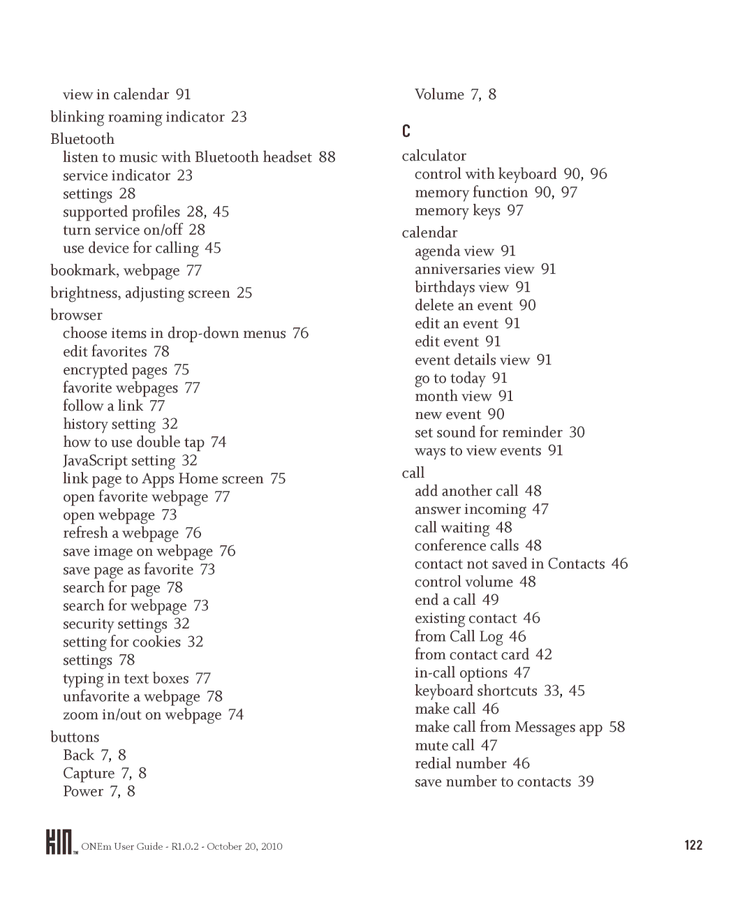 Microsoft PB10ZUM, OMPB10VWM manual Browser Choose items in drop-down menus 76 edit favorites, Call 