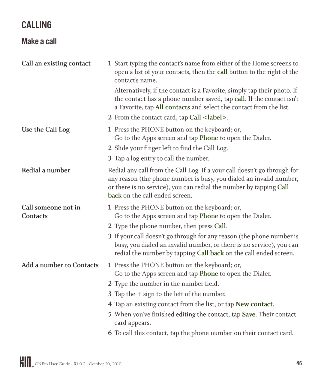 Microsoft PB10ZUM, OMPB10VWM manual Calling, Make a call 