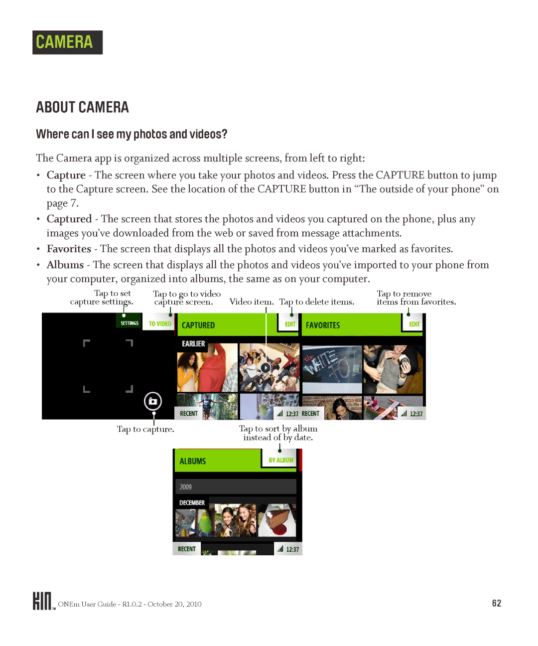 Microsoft PB10ZUM, OMPB10VWM manual About Camera, Where can I see my photos and videos? 