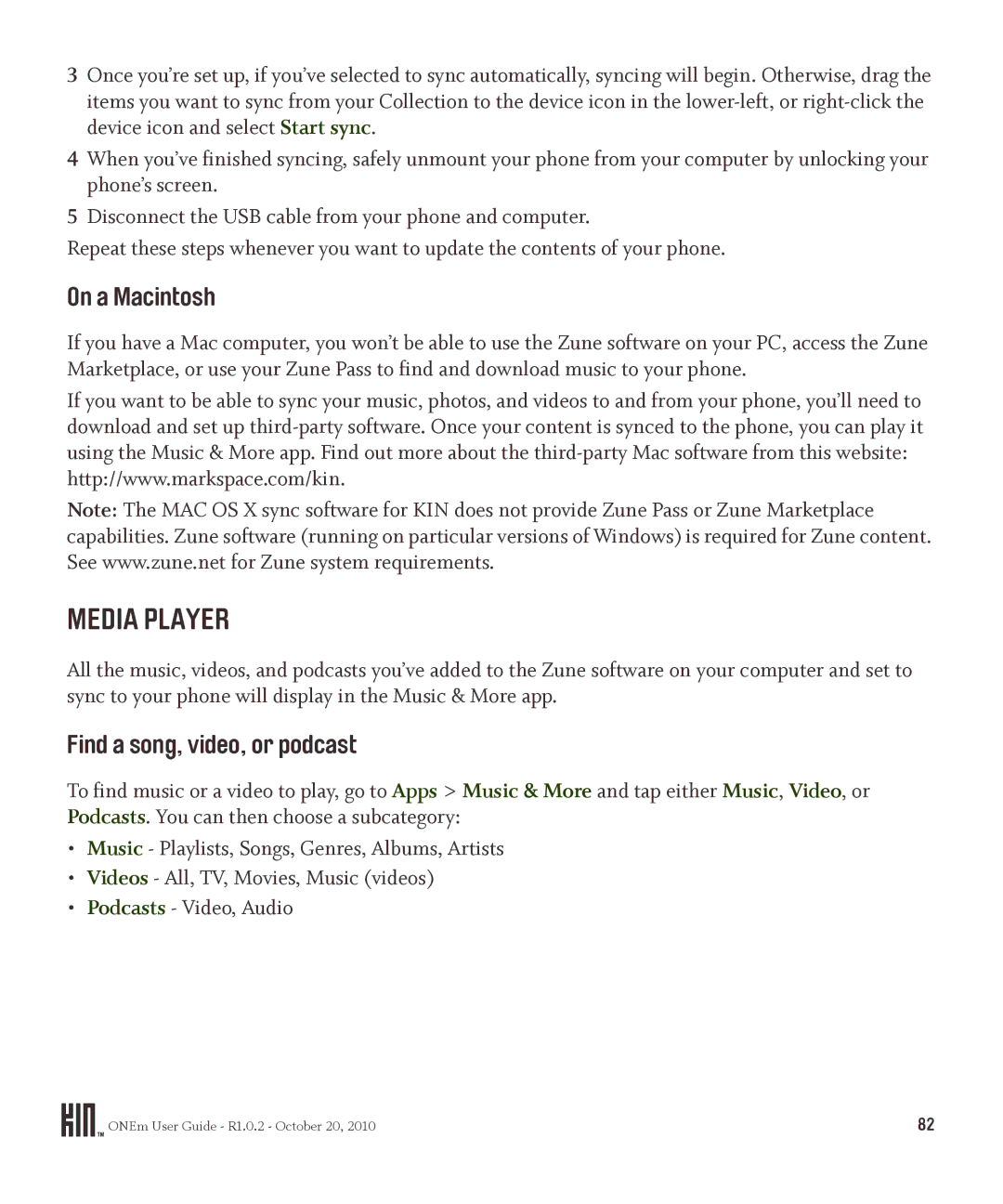 Microsoft PB10ZUM, OMPB10VWM manual Media Player, On a Macintosh, Find a song, video, or podcast 