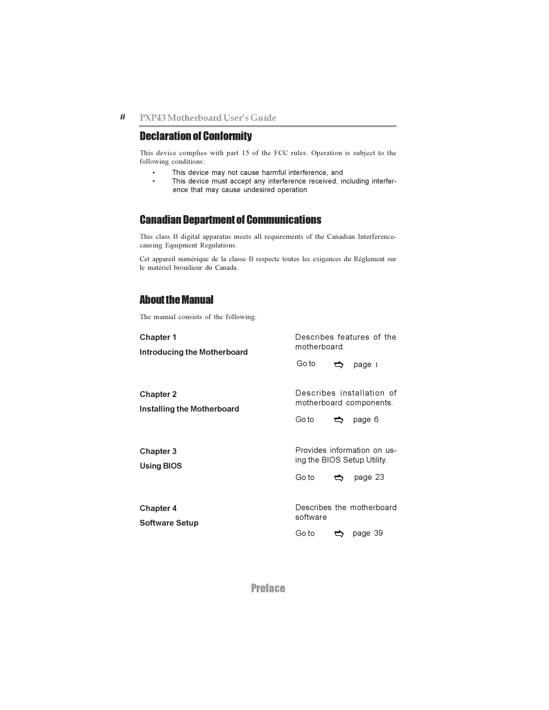 Microsoft manual Ii PXP43 Motherboard User’s Guide 