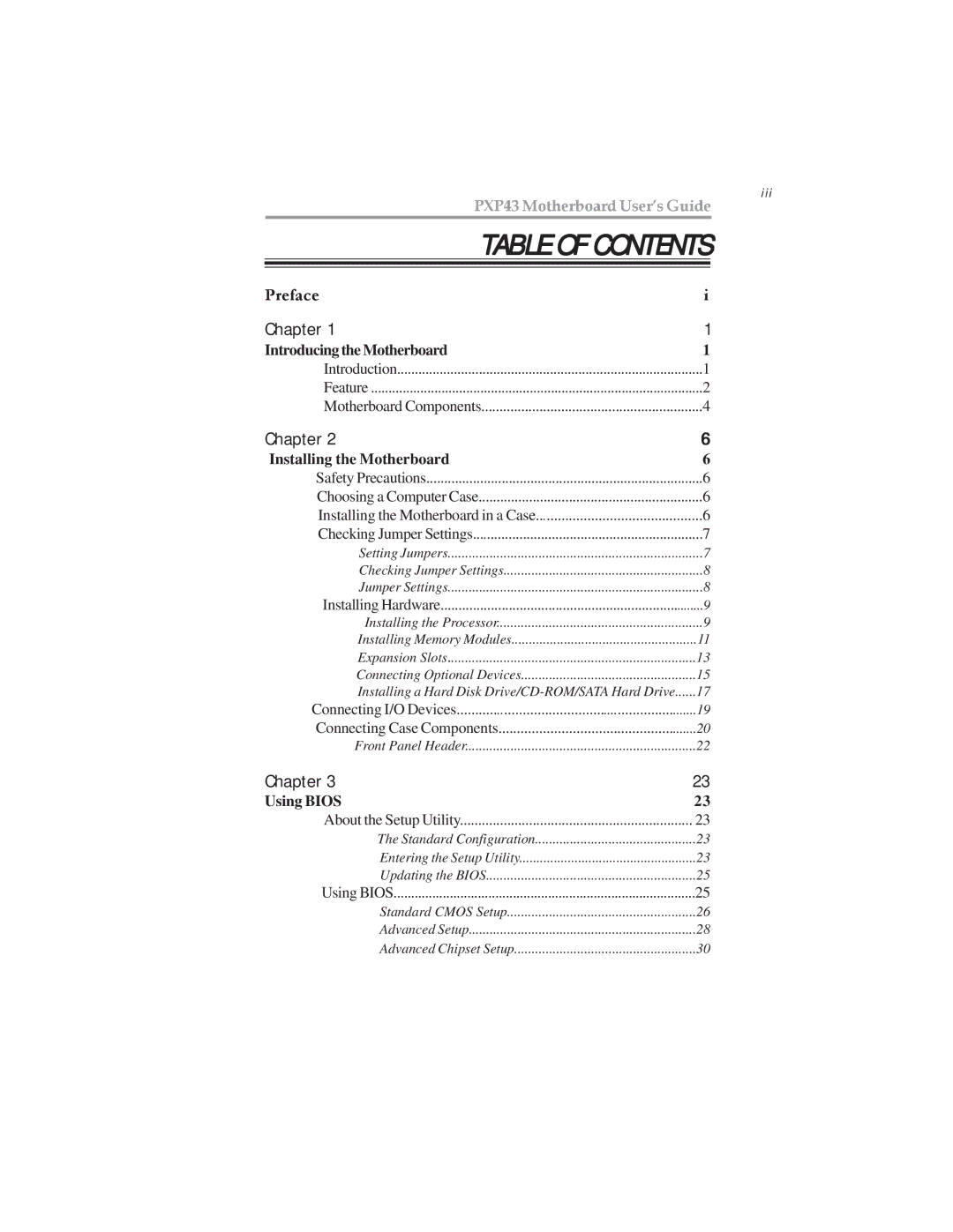 Microsoft PXP43 manual Table of Contents 