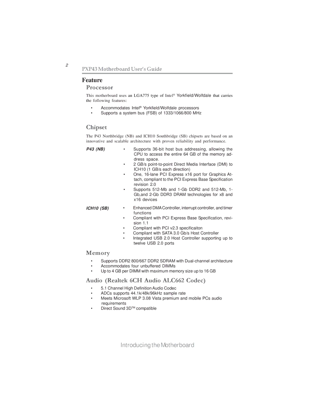 Microsoft PXP43 manual Feature, Processor 