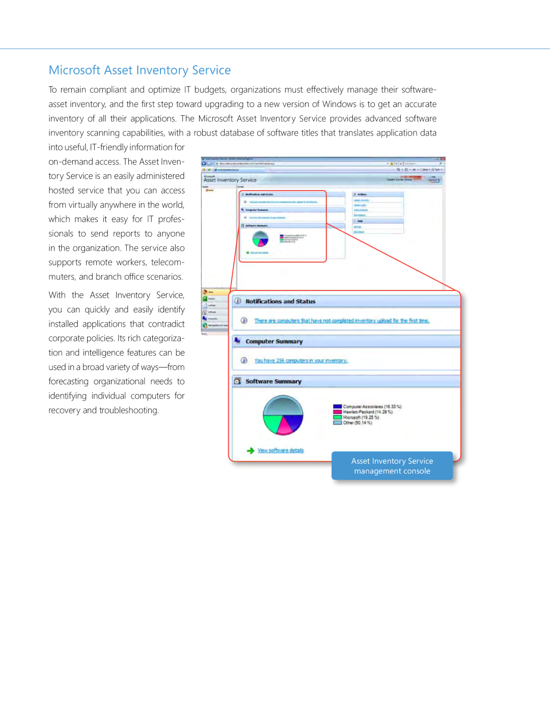 Microsoft QLF-00195 manual Microsoft Asset Inventory Service 