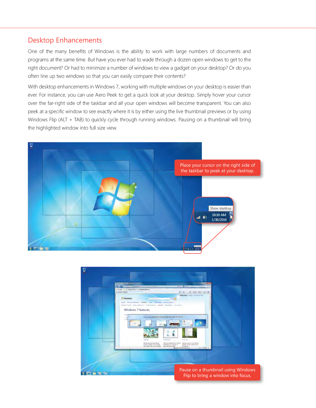 Microsoft QLF-00195 manual Desktop Enhancements 