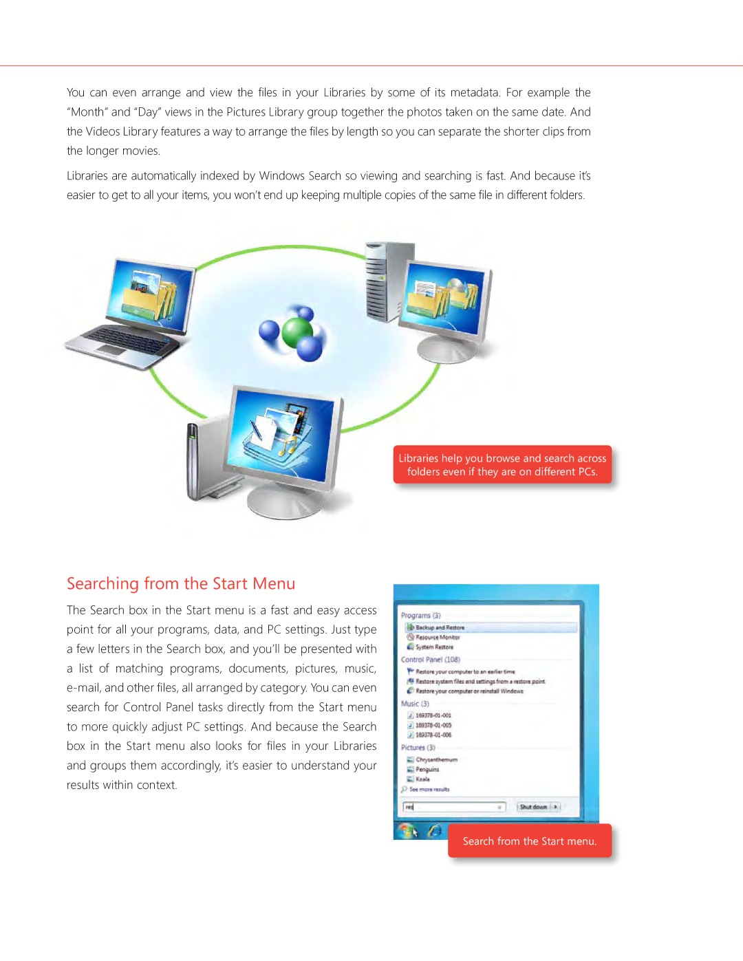 Microsoft QLF-00195 manual Searching from the Start Menu 