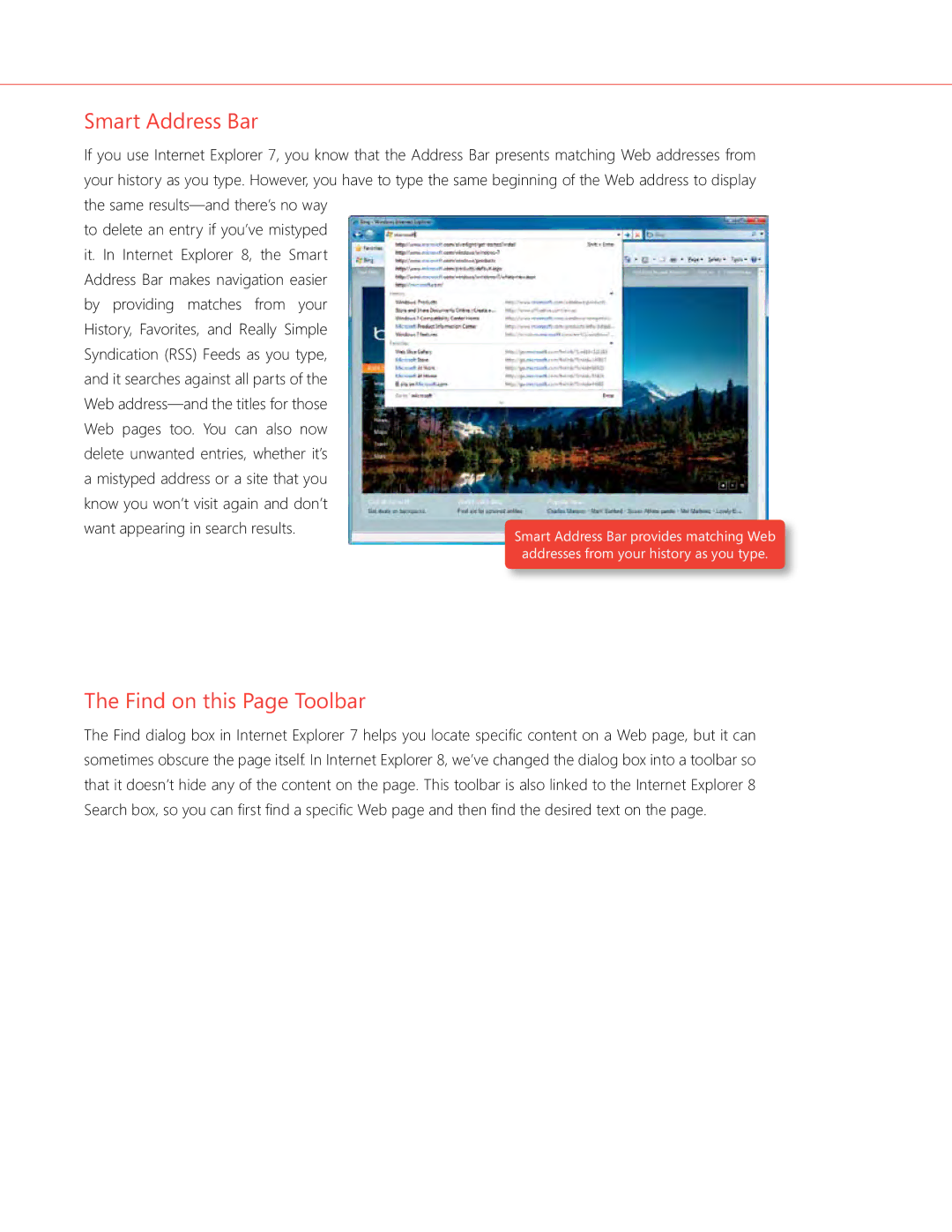 Microsoft QLF-00195 manual Smart Address Bar, Find on this Page Toolbar 