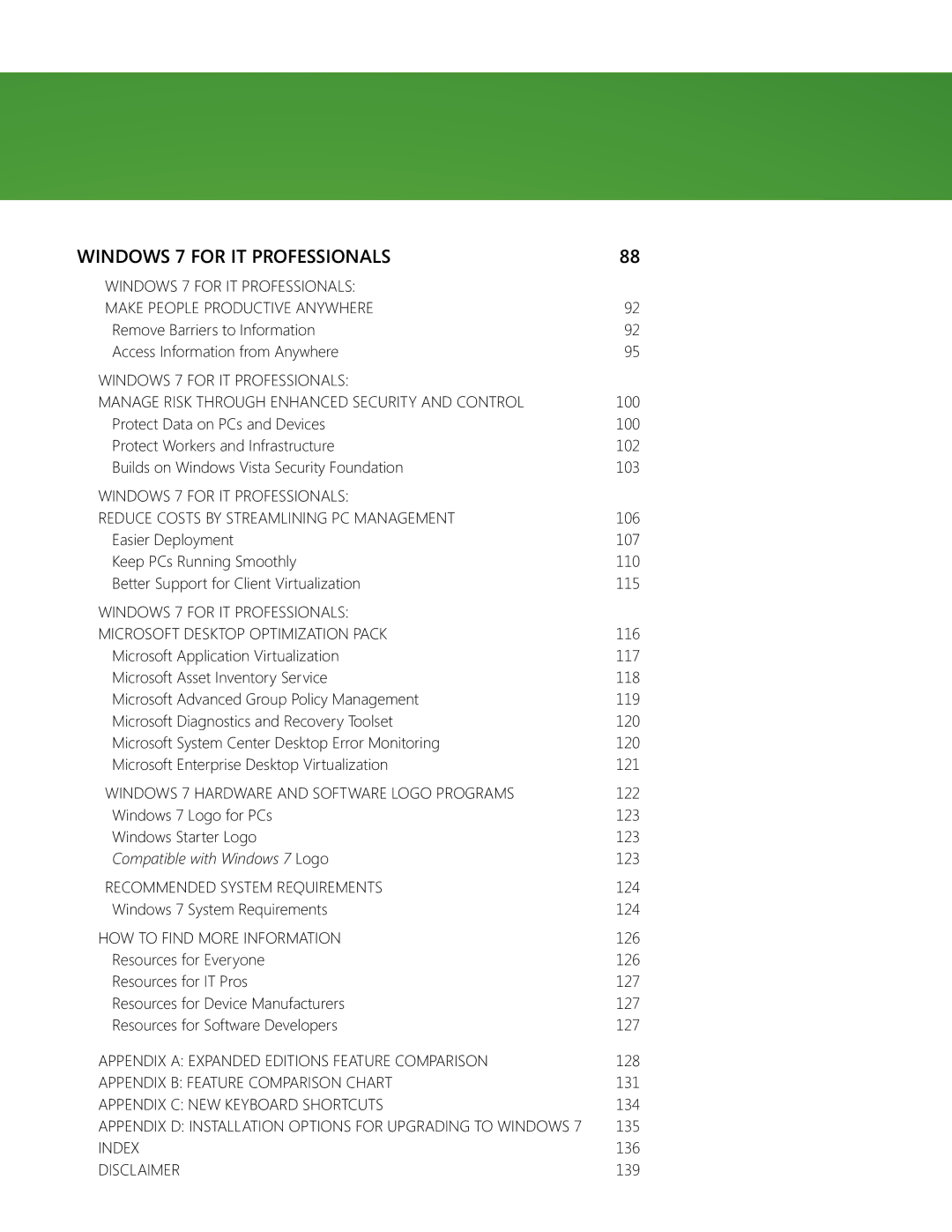 Microsoft QLF-00195 manual Windows 7 for IT Professionals 