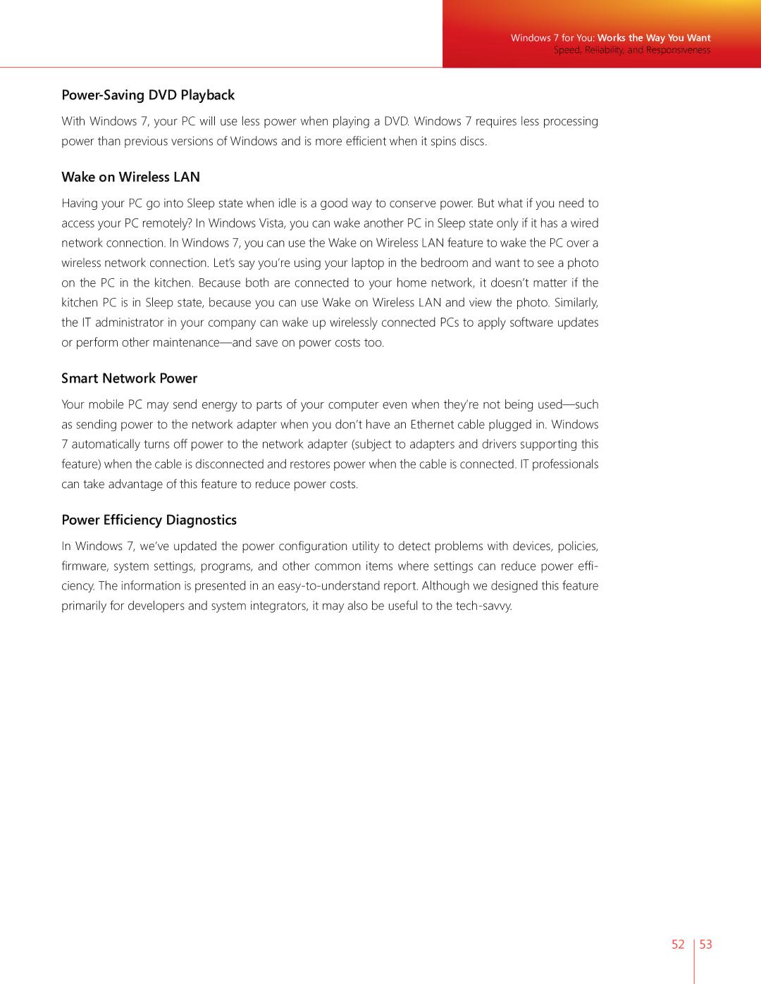 Microsoft QLF-00195 Power-Saving DVD Playback, Wake on Wireless LAN, Smart Network Power, Power Efficiency Diagnostics 