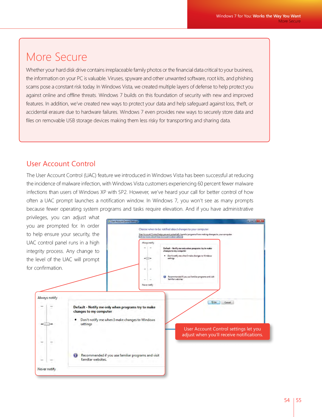 Microsoft QLF-00195 manual More Secure, User Account Control 