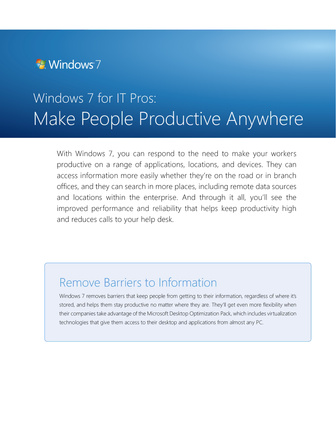 Microsoft QLF-00195 manual Make People Productive Anywhere 