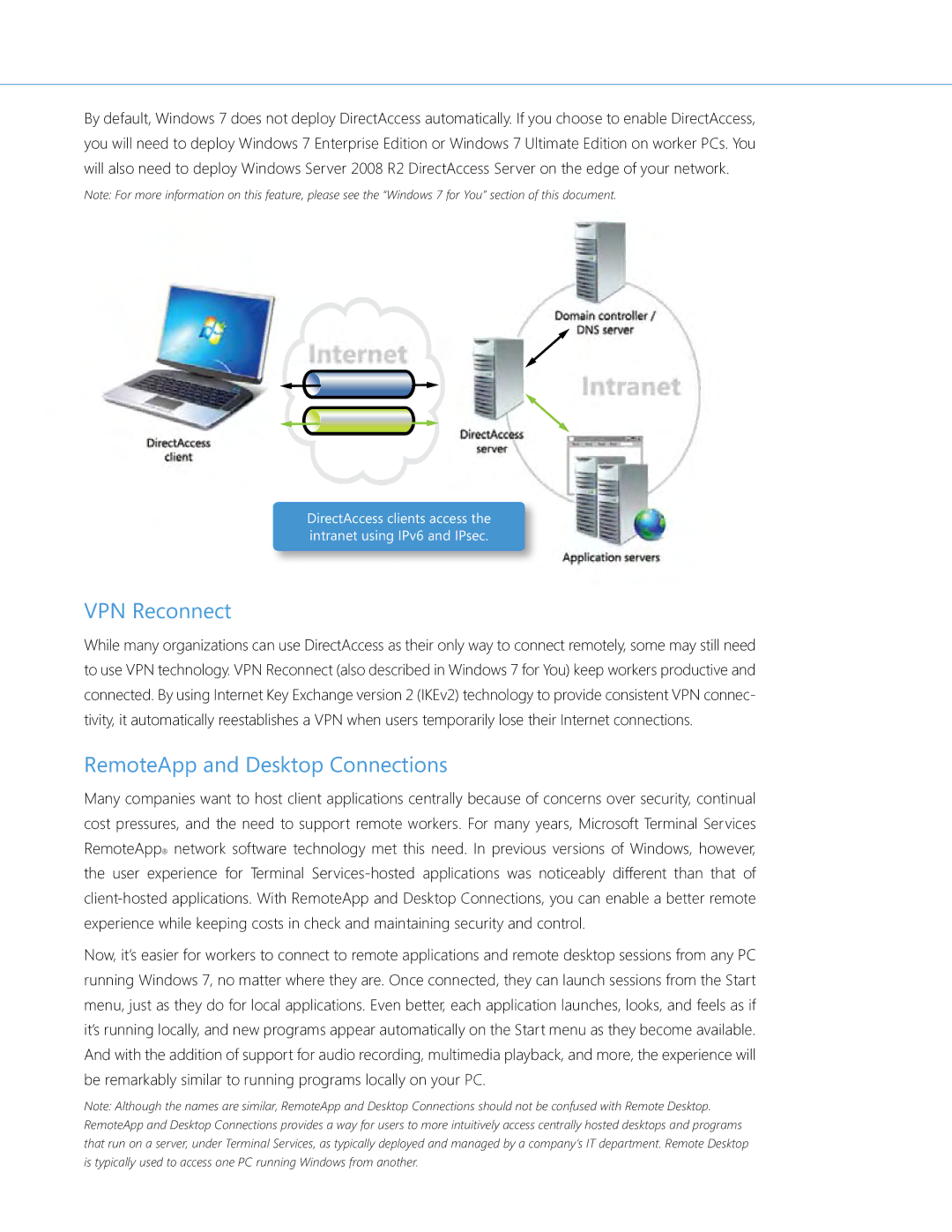 Microsoft QLF-00195 manual VPN Reconnect, RemoteApp and Desktop Connections 