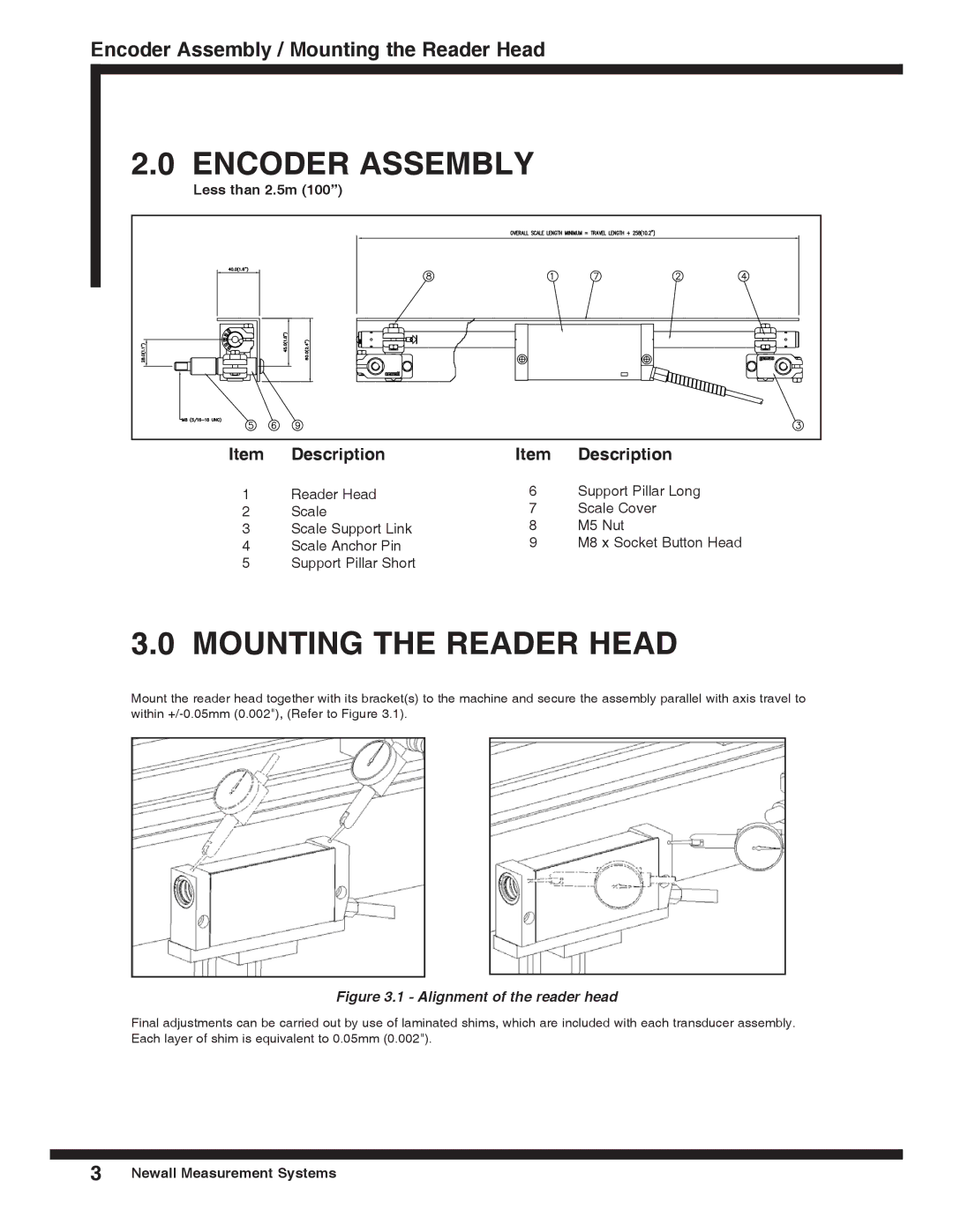 Microsoft SHG-TC, SHG-TS, SHG-VS, SHG-A* Absolute installation manual Encoder Assembly / Mounting the Reader Head 