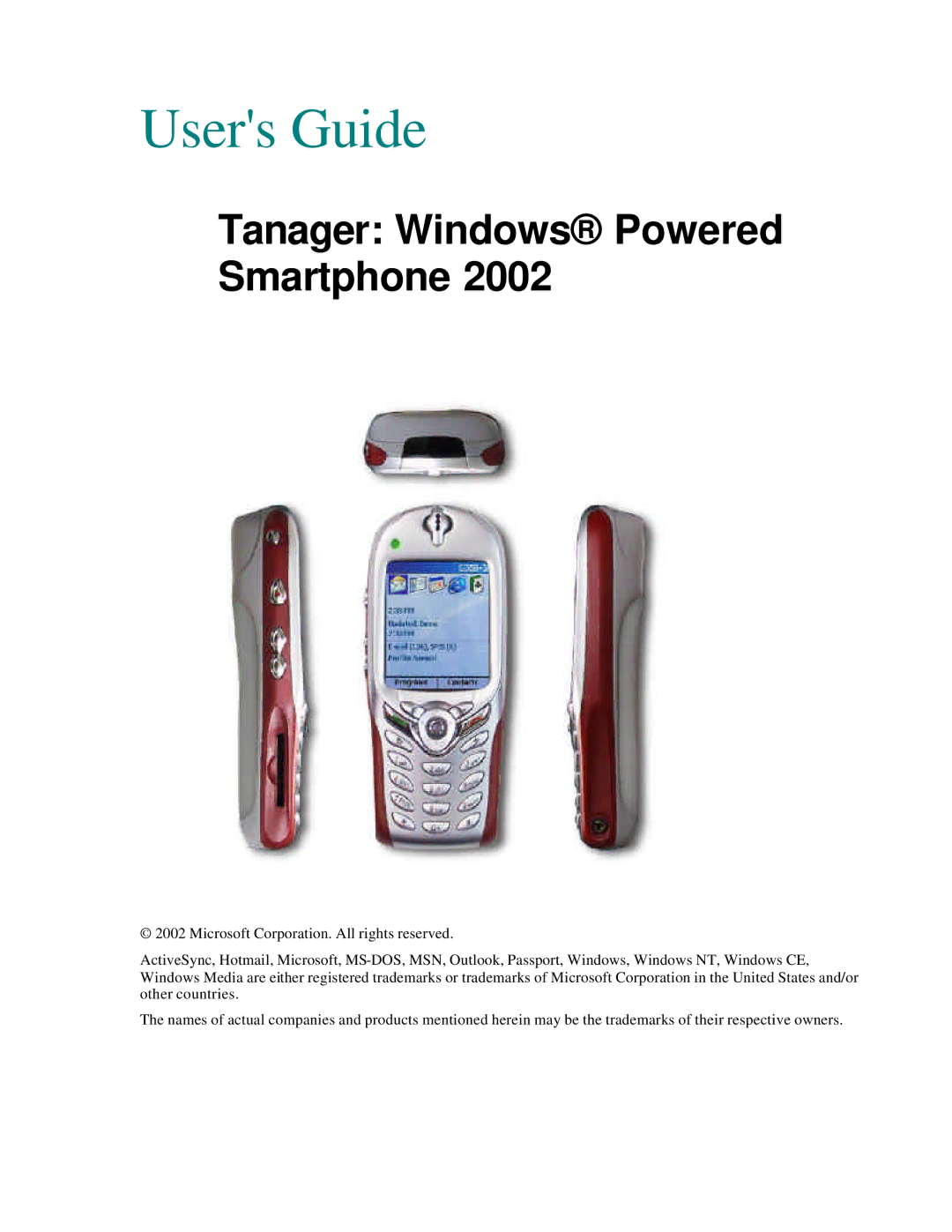 Microsoft Smartphone 2002 manual Users Guide 