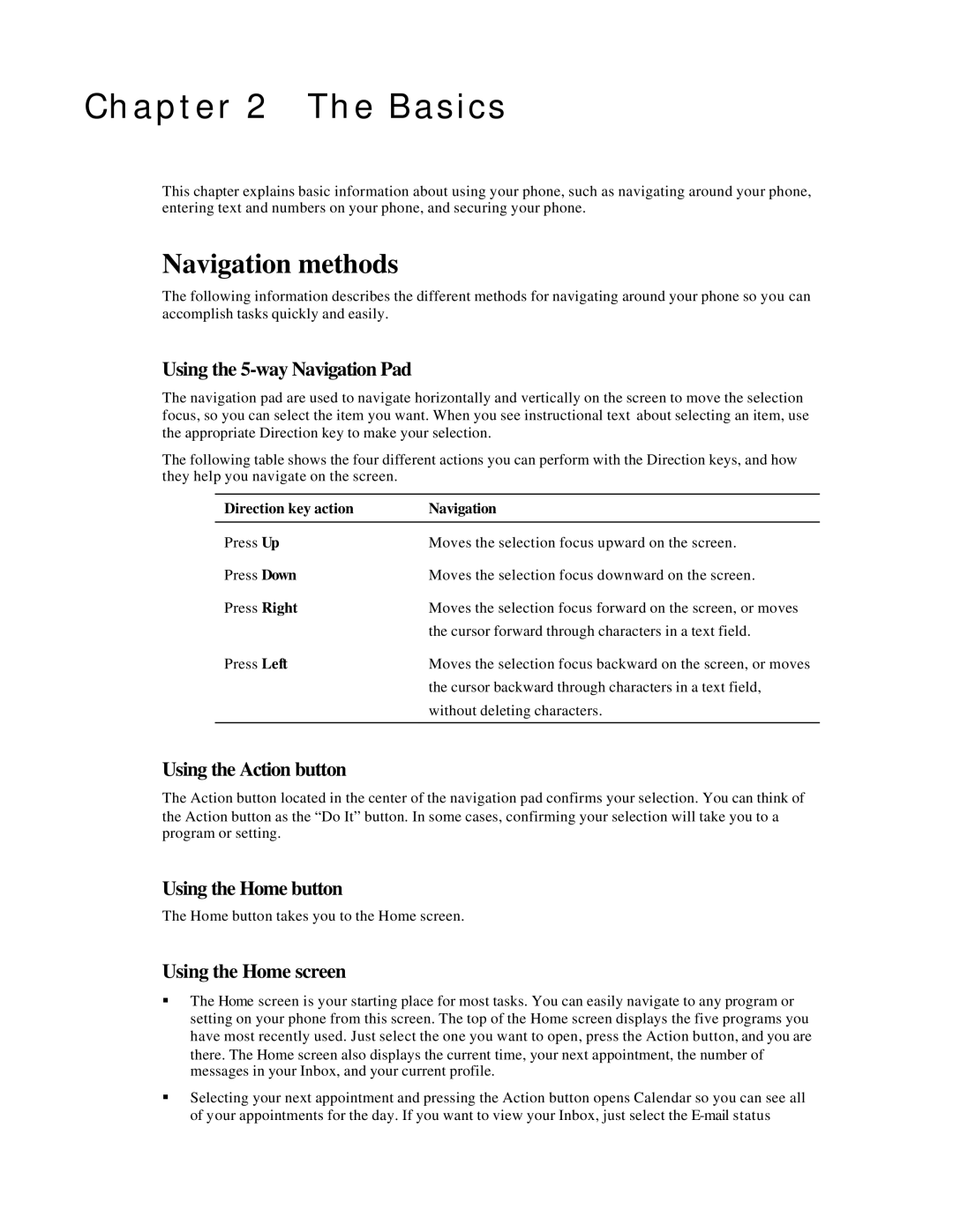 Microsoft Smartphone 2002 manual Basics, Navigation methods 