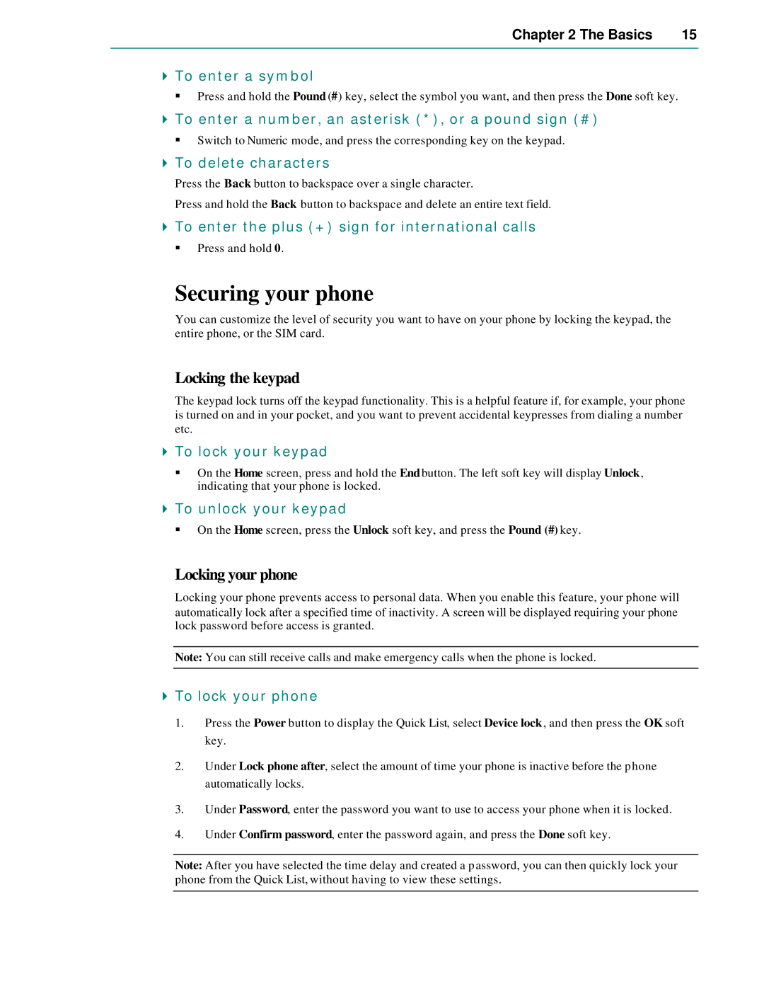 Microsoft Smartphone 2002 manual Securing your phone, Locking the keypad, Locking your phone 