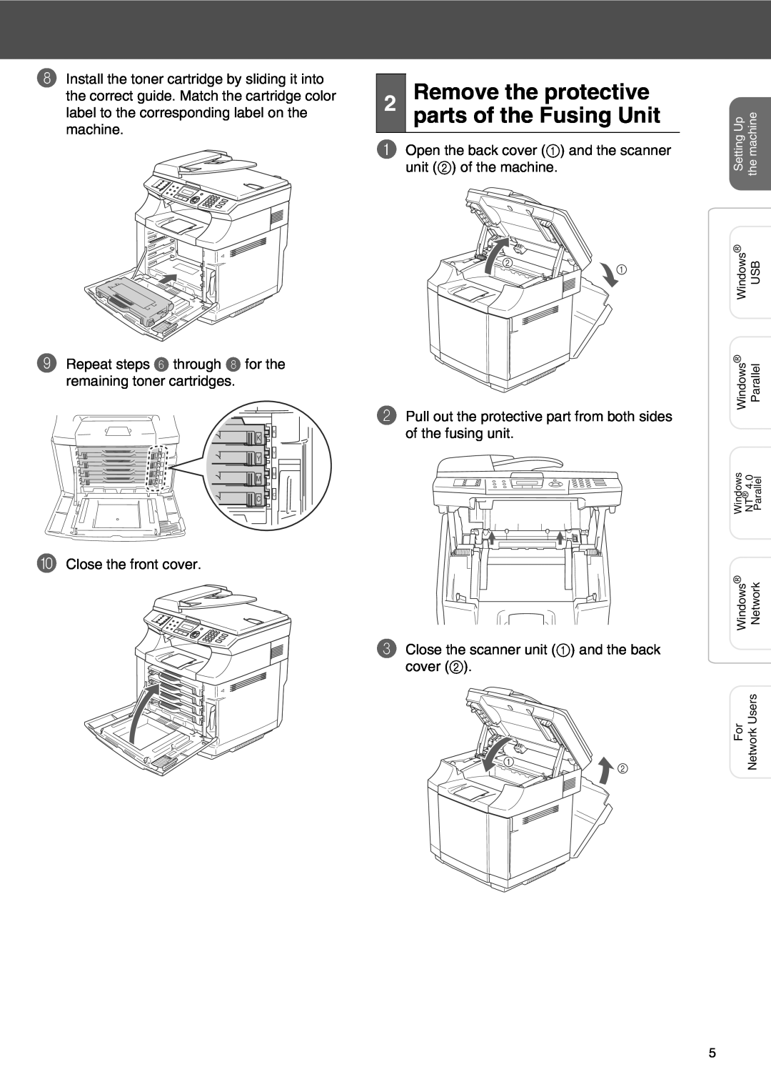 Microsoft SPC210SF setup guide Remove the protective parts of the Fusing Unit 