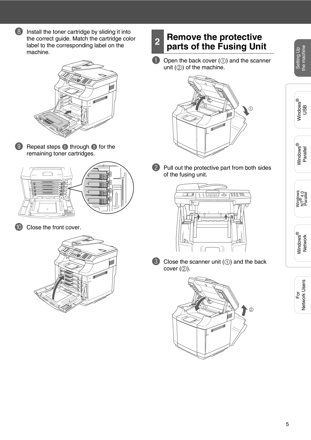 Microsoft SPC210SF setup guide Remove the protective parts of the Fusing Unit 