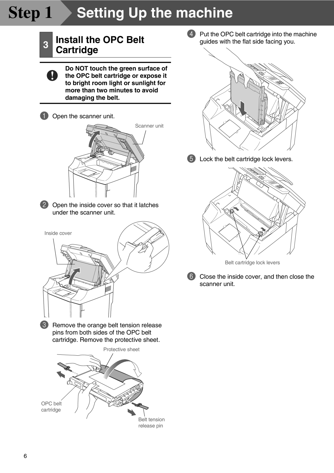 Microsoft SPC210SF setup guide Install the OPC Belt Cartridge 