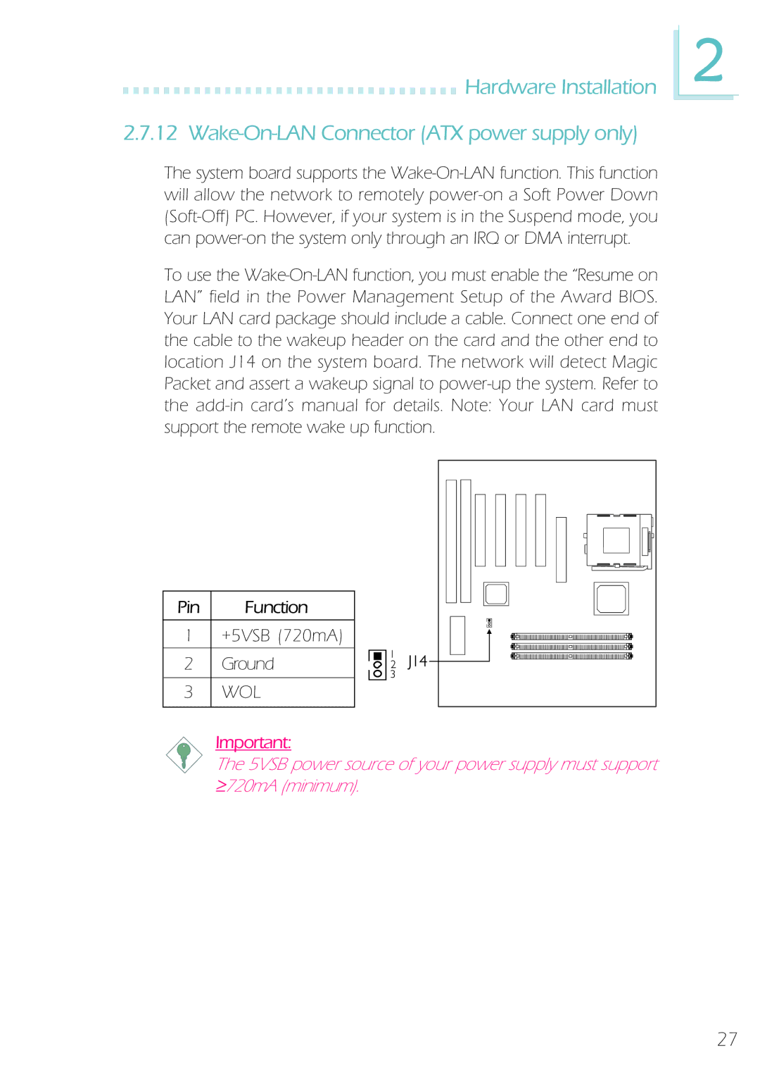 Microsoft IBUS-BAT-1370, System Board manual Wol 