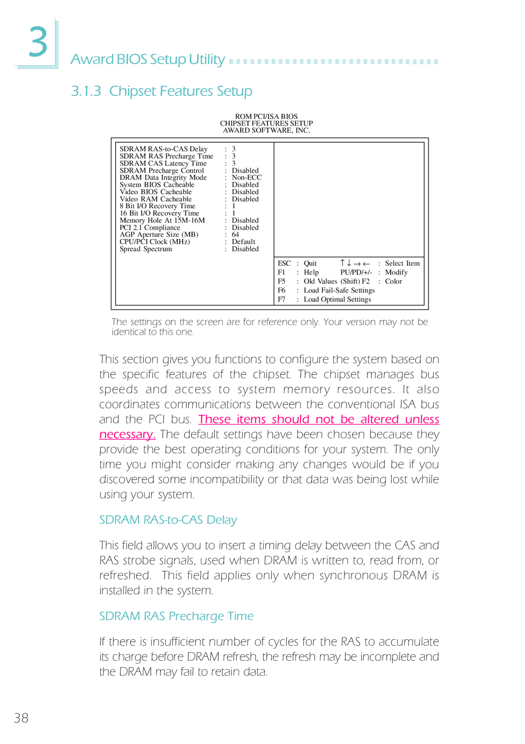 Microsoft System Board, IBUS-BAT-1370 manual Award Bios Setup Utility 3.1.3 Chipset Features Setup, Sdram RAS-to-CAS Delay 