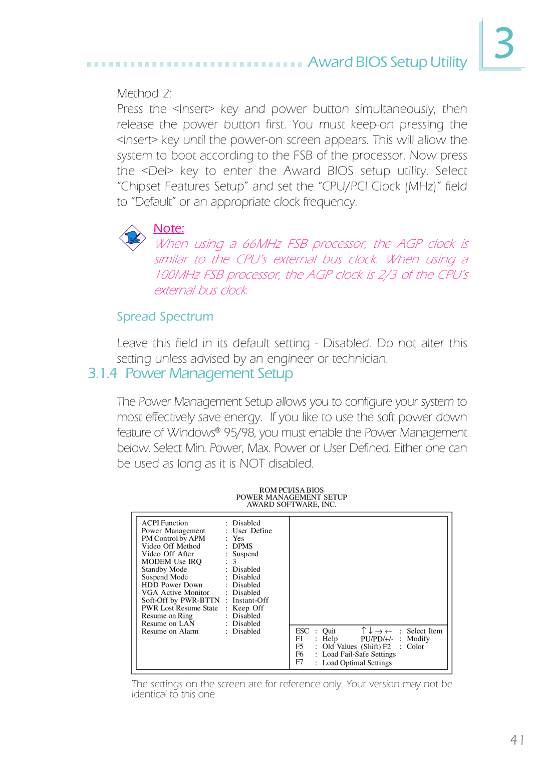 Microsoft IBUS-BAT-1370, System Board manual Power Management Setup, Spread Spectrum 