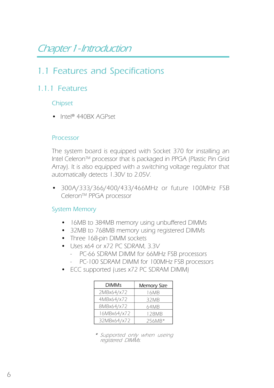 Microsoft System Board, IBUS-BAT-1370 manual Features and Specifications, Chipset, Processor, System Memory 