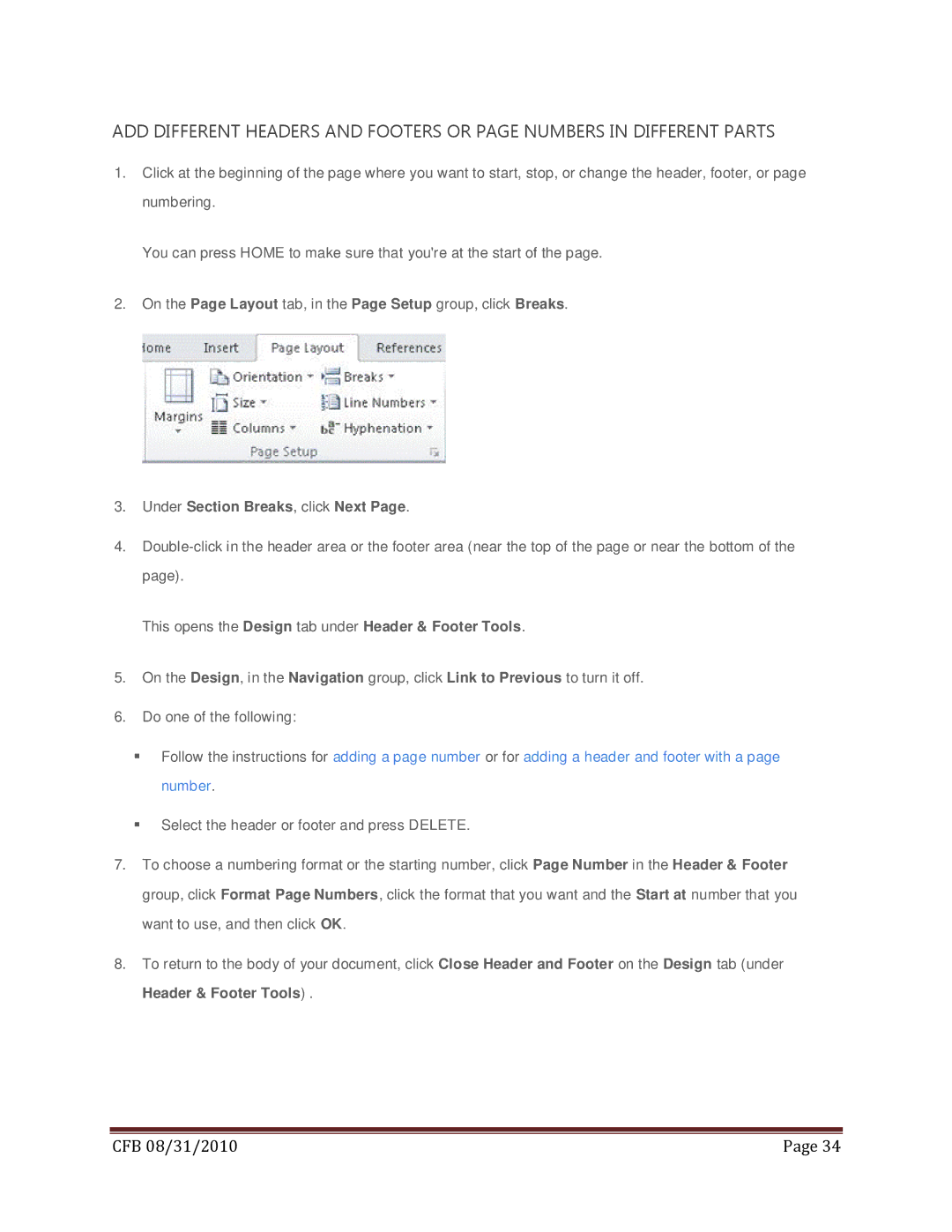 Microsoft 269-14457, T5D-00295, 79G-02020, 269-14834 manual This opens the Design tab under Header & Footer Tools 