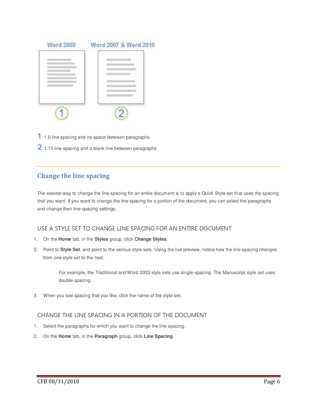 Microsoft 269-14457, T5D-00295, 79G-02020 Change the line spacing, Change the Line Spacing in a Portion of the Document 