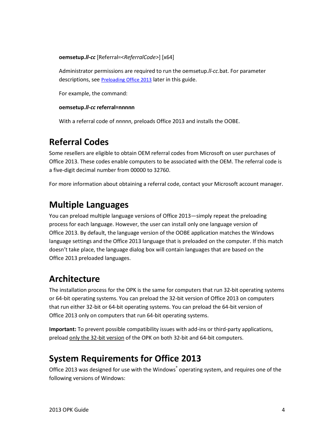 Microsoft 79G03550, T5D-01575, 79G-03550 Referral Codes, Multiple Languages, Architecture, System Requirements for Office 