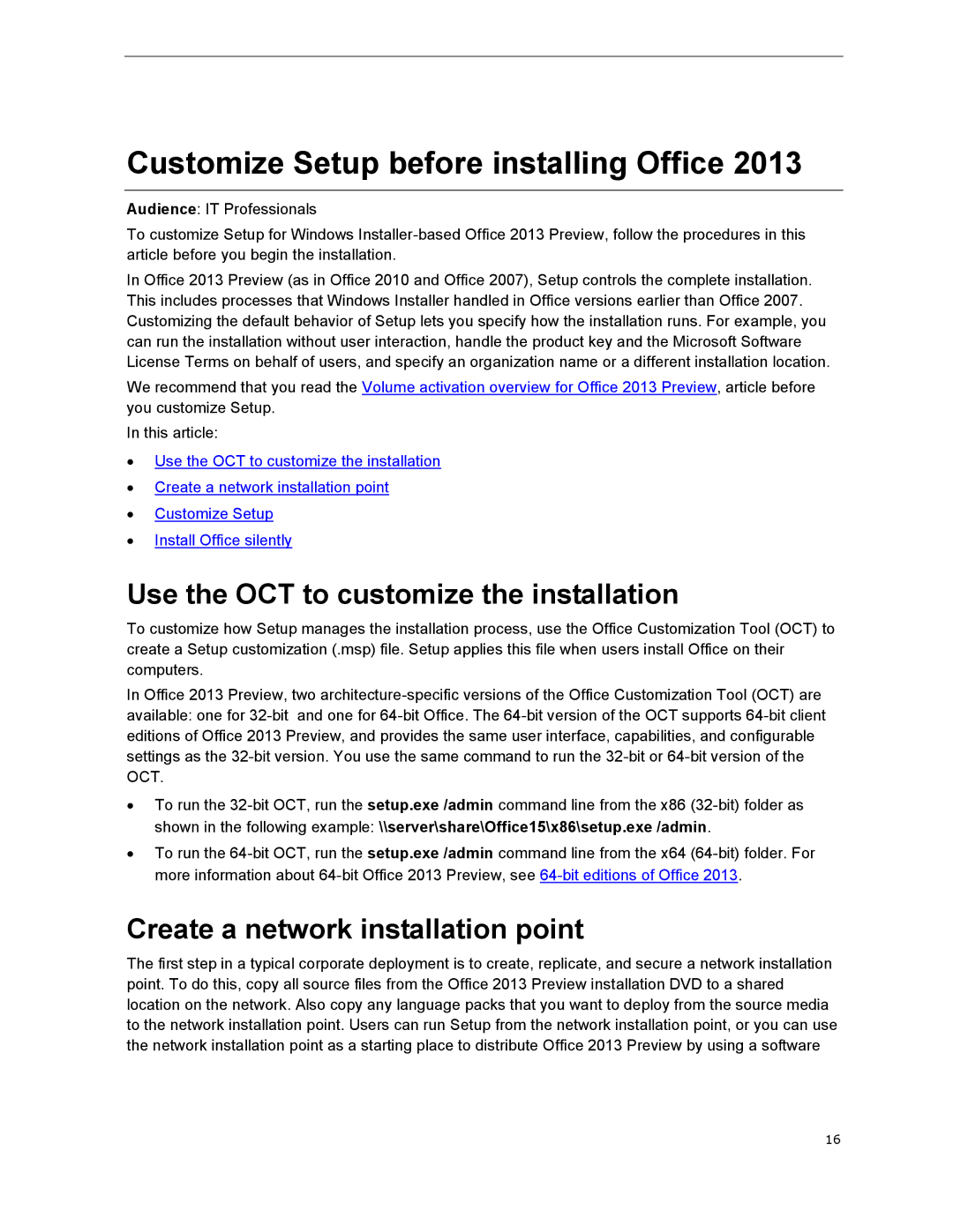 Microsoft 79G-03775, T5D01575 manual Customize Setup before installing Office, Use the OCT to customize the installation 