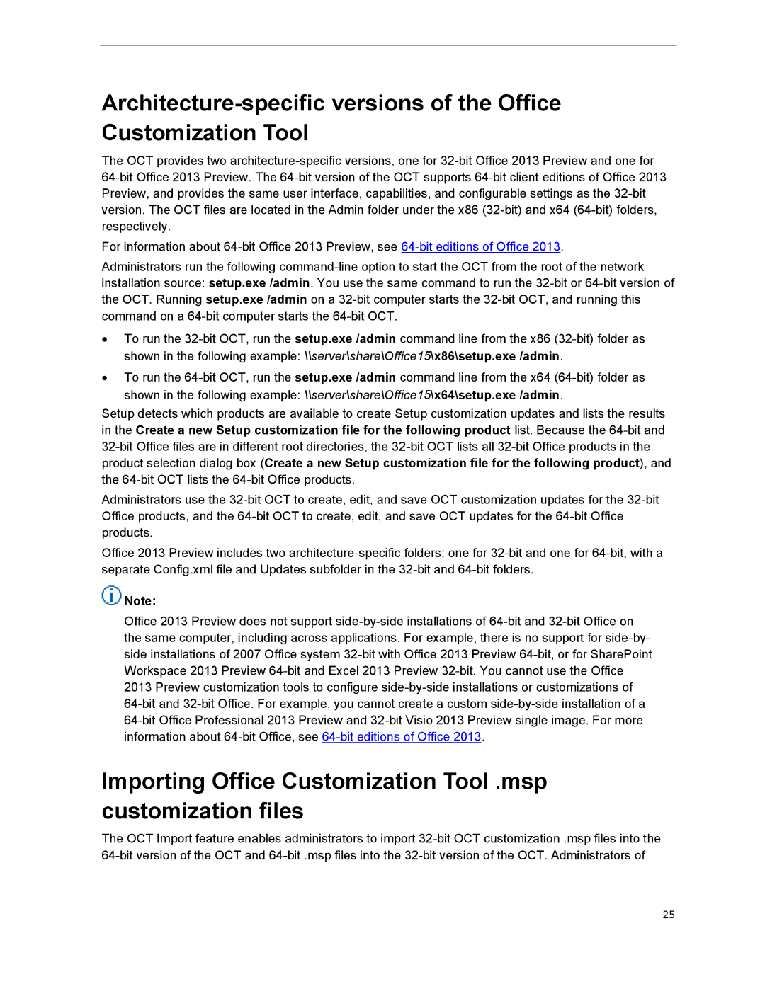 Microsoft T5D01575, 79G-03775 manual Importing Office Customization Tool .msp customization files 